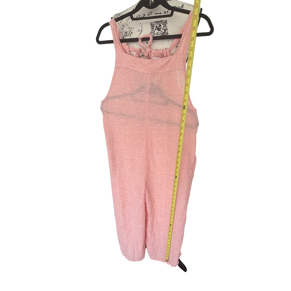 Haute Hippie Style Coral Pink Linen Blend Wide Leg Crop Jumpsuit Sz M Minimalist - Picture 7 of 13